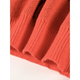 Plus Size - Women'S Oversized Gothic Dancing Skeletons & Bats Print Sweater - Long Sleeve Round Neck Pullover, Vibrant Orange Winter Warm Sweater for Halloween & Casual Attire, Cozy Fall Winter Sweater for Plus Size Women