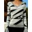 Plus Size - Plus Size, Women'S Elegant Slim Fit V-Neck Sweater - & Striped All-Over Print, Flared Sleeves, Soft Stretchy Fabric, Fall/Winter Warmth