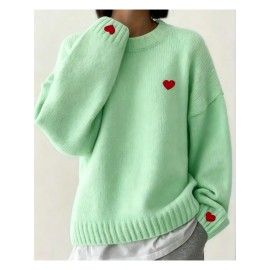 Plus Size - Plus Size - Plus Size Women'S Solid Color Round Neck Long Sleeved Loose Casual Comfortable Easy Fashion Pullover Sweater | Daily Temperament, Commuting, Elegant Home Warmth