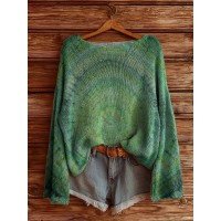 Plus Size - Women'S Fashion Off-the-Shoulder, One-Shoulder, and Boat Neck Sweaters-Women'S Oversized SweatersLoose Print Women'S Sweater- Long Sleeve Round Neck Top, Comfortable for Autumn and Winter, Breathable Loose Design