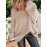 Plus Size, Women's Plus Size Oversized Beige Sweater - Elegant Long Sleeve Round Neck Loose Fit Pullover, Cozy Overskill Layering Piece for Fall & Spring, Wrinkle-Resistant Casual to Formal Wear (Machine Washable)