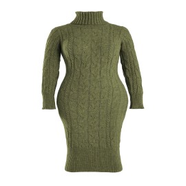 Womens Fashion Long Sleeve Turtleneck Sweater Dresses Knitted Bodycon Midi Sheath Jumper Dresses