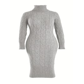Womens Fashion Long Sleeve Turtleneck Sweater Dresses Knitted Bodycon Midi Sheath Jumper Dresses