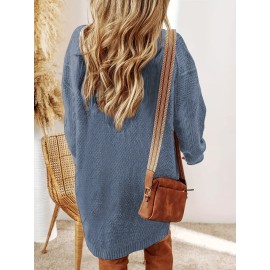 Plus Size, Beige Cable Sweater Dress - Oversized Slouchy Mid-Length Dress with Drop Shoulder, Cozy Winter Dress for Fall/Winter, Beige Cable Pattern Pullover, Elegant Casual to Dressy Wear