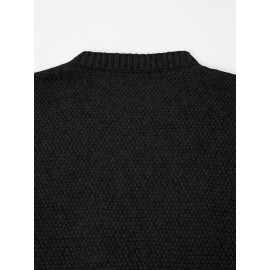 Plus Size - Beige Cable Diamond Drop-Shoulder Sweater Dress, Oversized Slouchy Mid-Length Sweater, Warm and Cozy, Suitable for Autumn and Winter