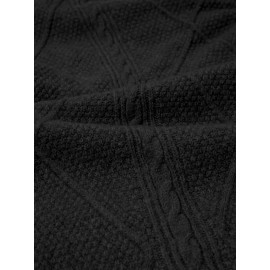 Plus Size - Beige Cable Diamond Drop-Shoulder Sweater Dress, Oversized Slouchy Mid-Length Sweater, Warm and Cozy, Suitable for Autumn and Winter