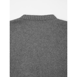 Plus Size - Beige Cable Diamond Drop-Shoulder Sweater Dress, Oversized Slouchy Mid-Length Sweater, Warm and Cozy, Suitable for Autumn and Winter