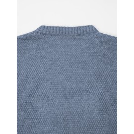 Plus Size - Beige Cable Diamond Drop-Shoulder Sweater Dress, Oversized Slouchy Mid-Length Sweater, Warm and Cozy, Suitable for Autumn and Winter