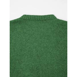 Plus Size - Beige Cable Diamond Drop-Shoulder Sweater Dress, Oversized Slouchy Mid-Length Sweater, Warm and Cozy, Suitable for Autumn and Winter