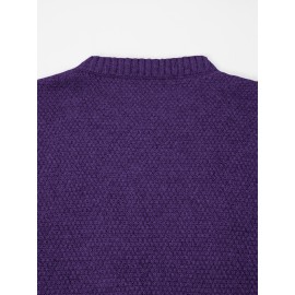 Plus Size - Beige Cable Diamond Drop-Shoulder Sweater Dress, Oversized Slouchy Mid-Length Sweater, Warm and Cozy, Suitable for Autumn and Winter