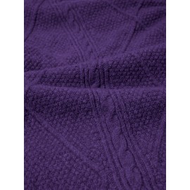 Plus Size - Beige Cable Diamond Drop-Shoulder Sweater Dress, Oversized Slouchy Mid-Length Sweater, Warm and Cozy, Suitable for Autumn and Winter