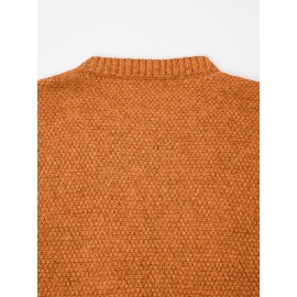 Plus Size - Beige Cable Diamond Drop-Shoulder Sweater Dress, Oversized Slouchy Mid-Length Sweater, Warm and Cozy, Suitable for Autumn and Winter