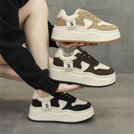 Winter Thick Sole Fleece Lined White Shoes Women | New Non Slip Small Size Lace Up Height Increasing Black White Panda Plush Shoes, Casual Style with Polyurethane Upper and Rubber Sole, Women Shoes, Sneakers