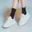 Couple Style Fashion Versatile White Shoes | Korean Version Height-Increasing Thick-Soled Casual Sports Shoes, Soft-Soled Shock-Absorbing Outdoor Walking Shoes, Lace-up Closure, Plain Toe, Solid Color, Low Top, Suitable for Spring, Women Shoes