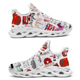 Women'S Lightweight Shock-Absorbing MD Sneakers with Lace-Up Closure | Breathable Fabric Upper, Cartoon Print, Suitable for Daily Wear and Long Walks, Women Shoes