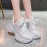 New Sparkly Crystal Platform Sneakers | Comfortable Casual Women'S Shoes, Party Wedding Date Night Glitter Walking Shoes, Non-Slip Soft Sole Glow in The Dark Shoes, Korean Instagram Style Women'S Flats, Lace-up Closure, Round Toe, Fabric Upper