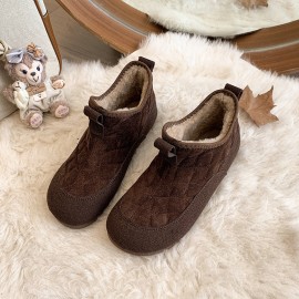 Slip-On Lazy Shoes Autumn Winter New Flat Non-Slip Mom Shoes Women Fleece-Lined Short Snow Boots Boots, Women Shoes, Sneakers