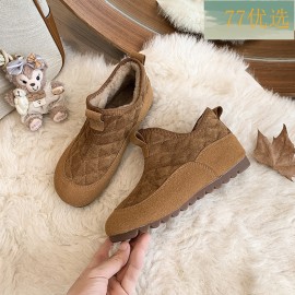 Slip-On Lazy Shoes Autumn Winter New Flat Non-Slip Mom Shoes Women Fleece-Lined Short Snow Boots Boots, Women Shoes, Sneakers