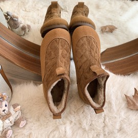 Slip-On Lazy Shoes Autumn Winter New Flat Non-Slip Mom Shoes Women Fleece-Lined Short Snow Boots Boots, Women Shoes, Sneakers
