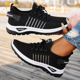 1 Pair Women'S Plus Size Knit Sports Shoes | All-season Lightweight, Soft, Non-slip Lace-up Walking Shoes with Fabric Upper and EVA Sole, Fashionable Solid Color for Daily Commute and Running, Women Shoes, Sneakers