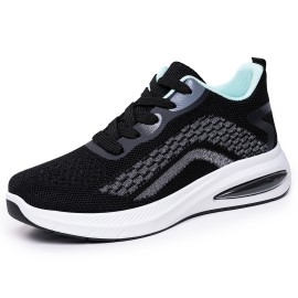 Women's Lightweight Breathable Sneakers - Low-Top Lace-Up Sneakers with Round Toe, Sole & Cushioned Sole Suitable for Sports, Gym,, Casual Wear - Spring Outdoor Minimalist Solid Color (Hand Washable), Women Shoes
