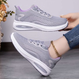 Women's Lightweight Breathable Sneakers - Low-Top Lace-Up Sneakers with Round Toe, Sole & Cushioned Sole Suitable for Sports, Gym,, Casual Wear - Spring Outdoor Minimalist Solid Color (Hand Washable), Women Shoes
