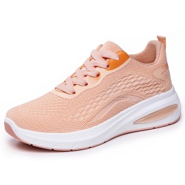 Women's Lightweight Breathable Sneakers - Low-Top Lace-Up Sneakers with Round Toe, Sole & Cushioned Sole Suitable for Sports, Gym,, Casual Wear - Spring Outdoor Minimalist Solid Color (Hand Washable), Women Shoes