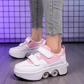 [Roller Skates for And] Lightweight Women's Casual Sports Shoes | Durable PU Roller Skates | Removable Wheels, Four Seasons Outdoor Fun