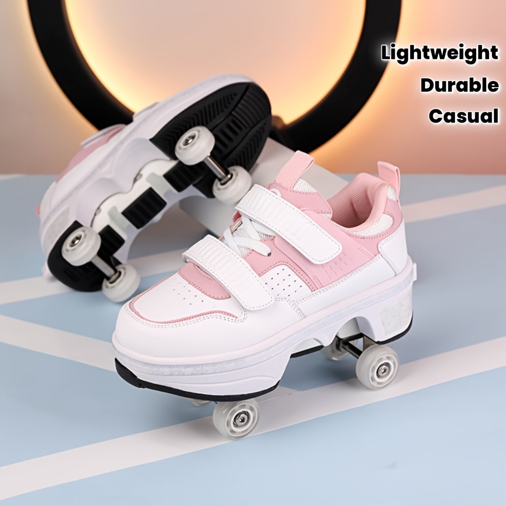 [Roller Skates for And] Lightweight Women's Casual Sports Shoes | Durable PU Roller Skates | Removable Wheels, Four Seasons Outdoor Fun