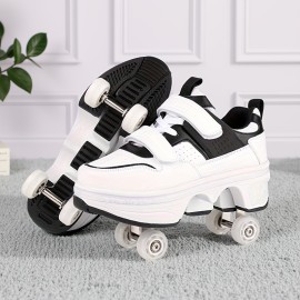 [Roller Skates for And] Lightweight Women's Casual Sports Shoes | Durable PU Roller Skates | Removable Wheels, Four Seasons Outdoor Fun