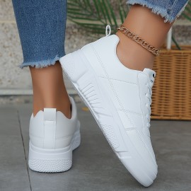 Casual Women'S Sneakers | Low-top, Lace-up, Solid Color, Synthetic Upper, Fabric Inner, Rubber Sole | Hand Wash or Professional Dry Clean, Women Shoes