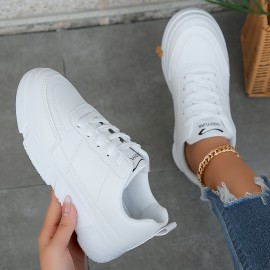 Casual Women'S Sneakers | Low-top, Lace-up, Solid Color, Synthetic Upper, Fabric Inner, Rubber Sole | Hand Wash or Professional Dry Clean, Women Shoes