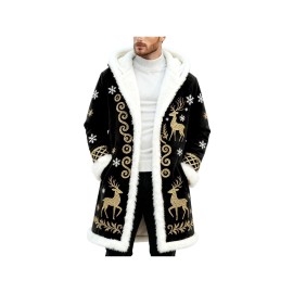 Christmas Cardigan for Men Casual Cozy Winter Front Print Edge Soft Back Cozy Cape Style wear with No Fasteners Warm Confortable Mens Cardigans, Holiday Fashion, Winter Wear, Relaxed Fit, Warm Material, Comfortable Texture, Festive Apparel, Open