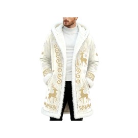 Christmas Cardigan for Men Casual Cozy Winter Front Print Edge Soft Back Cozy Cape Style wear with No Fasteners Warm Confortable Mens Cardigans, Holiday Fashion, Winter Wear, Relaxed Fit, Warm Material, Comfortable Texture, Festive Apparel, Open