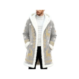 Christmas Cardigan for Men Casual Cozy Winter Front Print Edge Soft Back Cozy Cape Style wear with No Fasteners Warm Confortable Mens Cardigans, Holiday Fashion, Winter Wear, Relaxed Fit, Warm Material, Comfortable Texture, Festive Apparel, Open