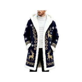 Christmas Cardigan for Men Casual Cozy Winter Front Print Edge Soft Back Cozy Cape Style wear with No Fasteners Warm Confortable Mens Cardigans, Holiday Fashion, Winter Wear, Relaxed Fit, Warm Material, Comfortable Texture, Festive Apparel, Open