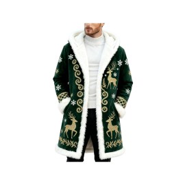 Christmas Cardigan for Men Casual Cozy Winter Front Print Edge Soft Back Cozy Cape Style wear with No Fasteners Warm Confortable Mens Cardigans, Holiday Fashion, Winter Wear, Relaxed Fit, Warm Material, Comfortable Texture, Festive Apparel, Open