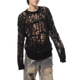 Men'S Pullover with Unique Hollow Design, Niche Style, Sun- Sweater, Korean Casual Lazy Fashion, Perfect for Layering