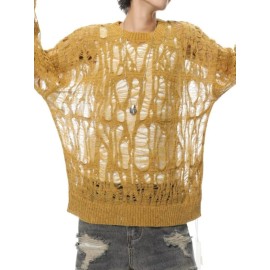 Men'S Pullover with Unique Hollow Design, Niche Style, Sun- Sweater, Korean Casual Lazy Fashion, Perfect for Layering