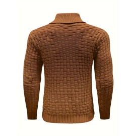 Men's Casual Waffle Knit Lapel Button Sweater