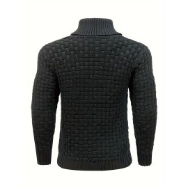 Men's Casual Waffle Knit Lapel Button Sweater