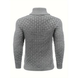 Men's Casual Waffle Knit Lapel Button Sweater