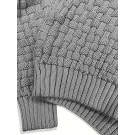 Men's Casual Waffle Knit Lapel Button Sweater