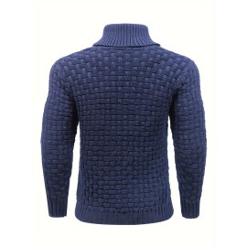 Men's Casual Waffle Knit Lapel Button Sweater