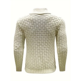 Men's Casual Waffle Knit Lapel Button Sweater