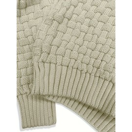 Men's Casual Waffle Knit Lapel Button Sweater