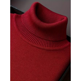 [Men's Turn-Collar Sweater] Cross-Border New Autumn-Winter Men's Solid Color Turn-Collar Pullover Knit Sweater