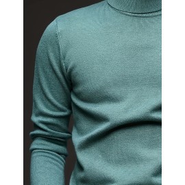 [Men's Turn-Collar Sweater] Cross-Border New Autumn-Winter Men's Solid Color Turn-Collar Pullover Knit Sweater