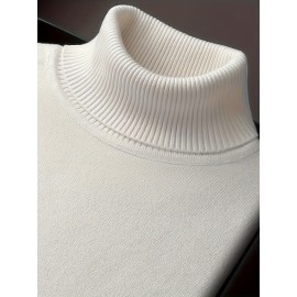 [Men's Turn-Collar Sweater] Cross-Border New Autumn-Winter Men's Solid Color Turn-Collar Pullover Knit Sweater