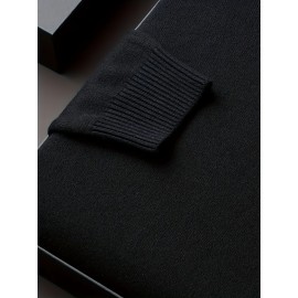 [Men's Turn-Collar Sweater] Cross-Border New Autumn-Winter Men's Solid Color Turn-Collar Pullover Knit Sweater